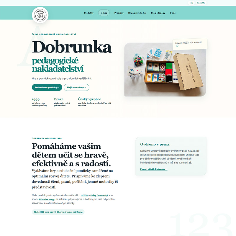 Ukázka webu nakladatelství Dobrunka
