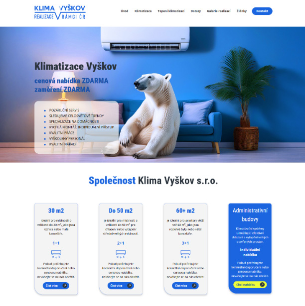Ukázka webu Klima Vyškov