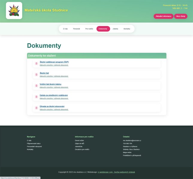 Web pro MŠ Studnice