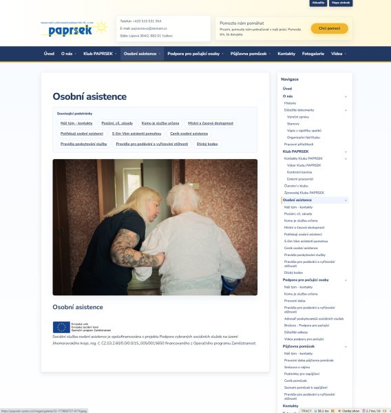 Webové stránky pro Paprsek Vyškov